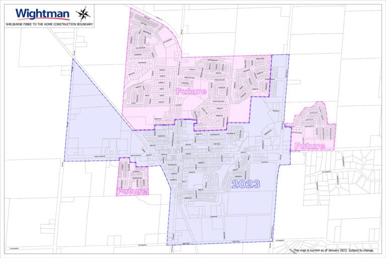 Wightman Shelburne Fibre Construction Map